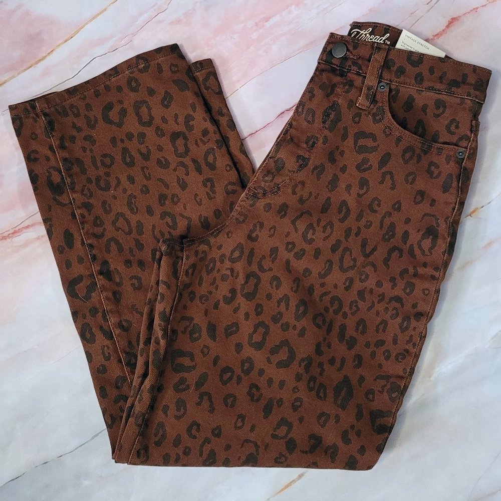 Universal Thread Leopard Print Vintage Style High Waisted Straight Leg Jeans NWT